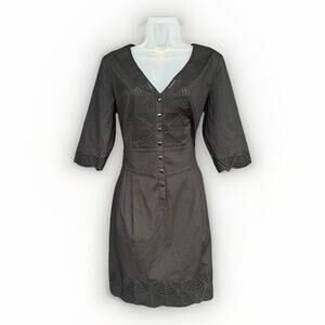 CATHERINE MALANDRINO Little Black Dress Sz 10 Cut Out Detail Whimsigoth Boho